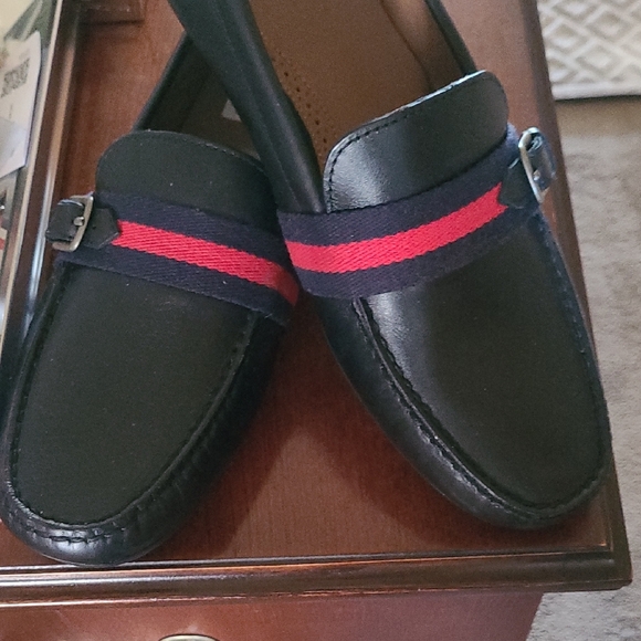 Polo Ralph Lauren Leather Riali Men's Black Loafers w/ Red and Blue Accents NWOT - Picture 6 of 8